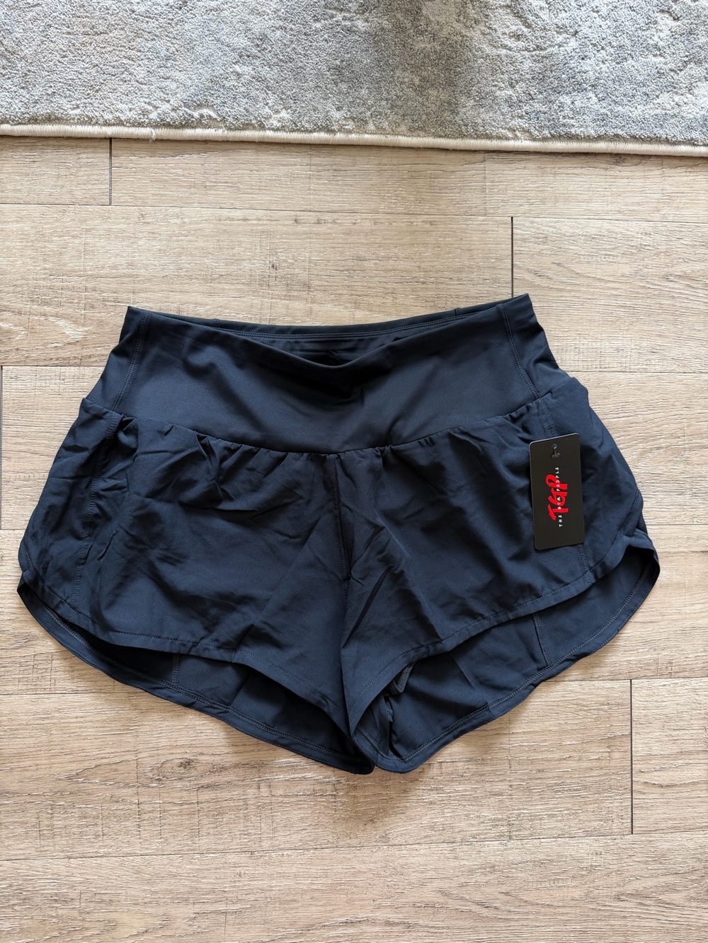Women's Black Athletic Running Shorts with High-Waist Band